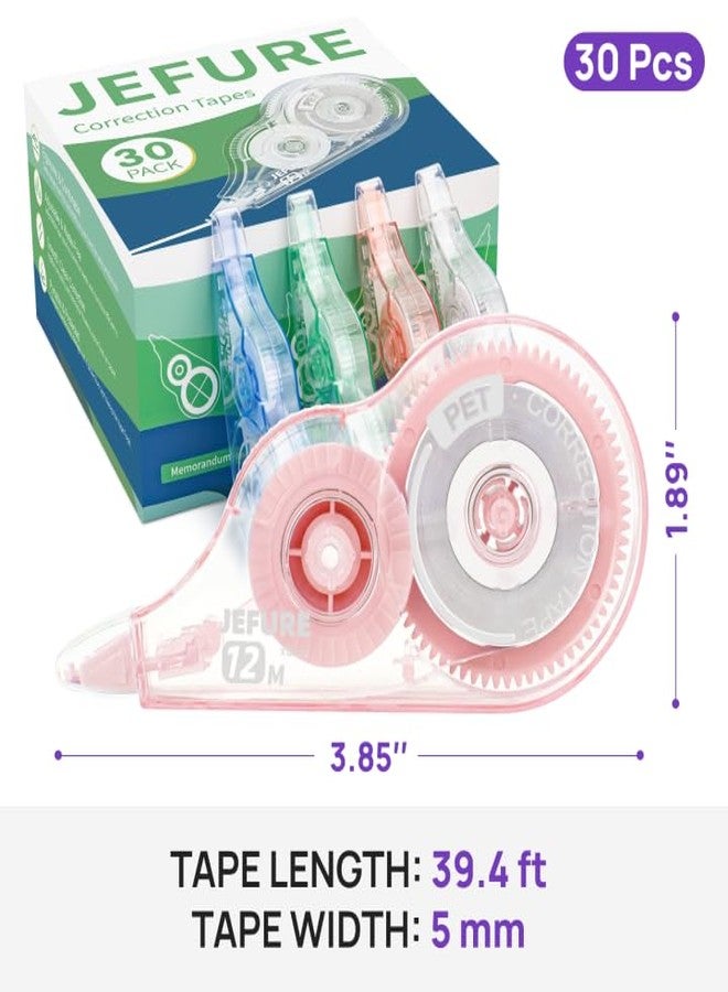 JEFURE 30 Pcs Colorful Core Correction Tape, 39.37 Ft White Wrong Out Tear-Resistant Bulk, Instant Corrections Easy to Use Applicator for School, Office, Note Taking, Journal (Tape Width 0.2 in) - Image 2