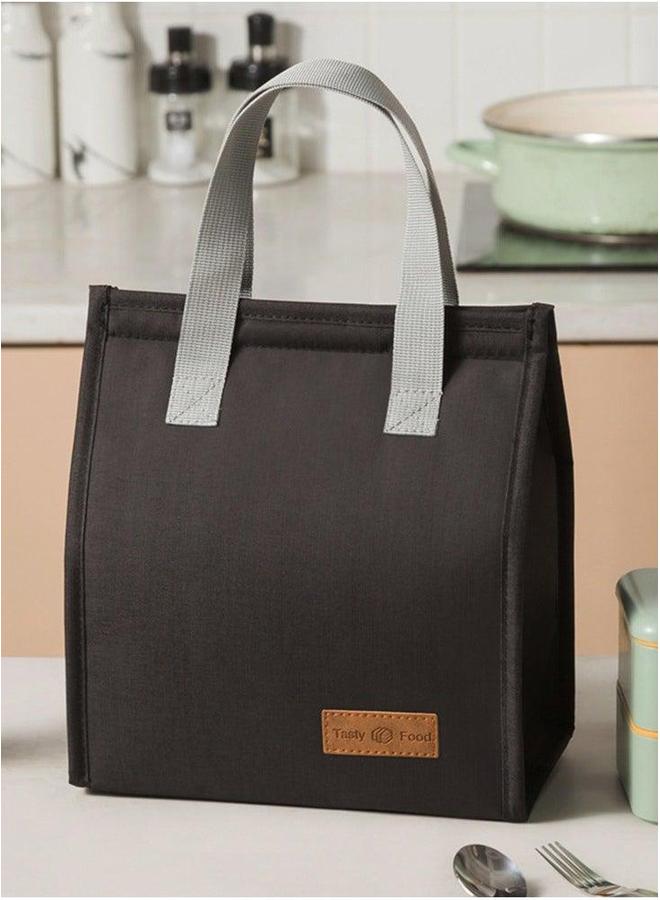 HOMESTAR Lunch Bag, Insulated Bag for Women Men Kids, Reusable Leakproof Simple Bento Tote, Insulated, Office, Work, School, Picnic or Travel (Black)  - Image 1