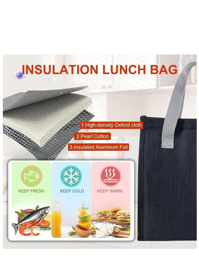 HOMESTAR Lunch Bag, Insulated Bag for Women Men Kids, Reusable Leakproof Simple Bento Tote, Insulated, Office, Work, School, Picnic or Travel (Black)  - Image 4