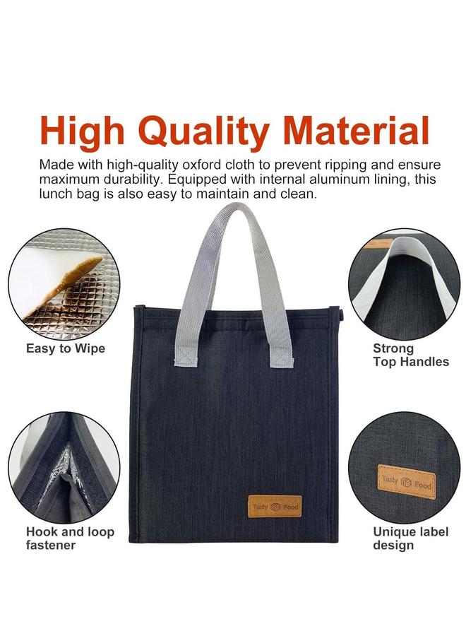 HOMESTAR Lunch Bag, Insulated Bag for Women Men Kids, Reusable Leakproof Simple Bento Tote, Insulated, Office, Work, School, Picnic or Travel (Black)  - Image 3