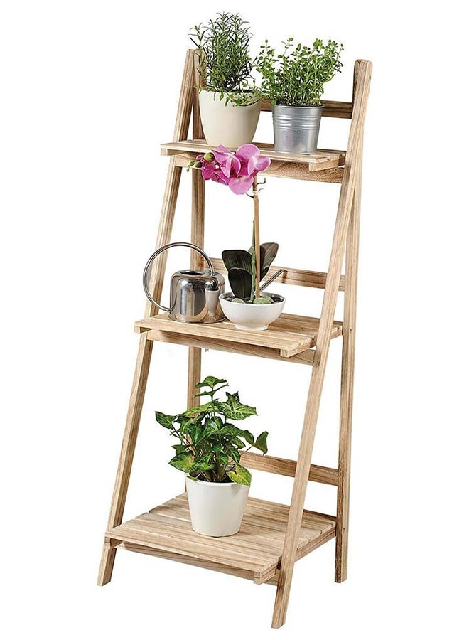 HOME TASTE Premium 3-Tier Foldable Wooden Plant Stand Elegant, Sturdy, And Space-Saving Display Solution For Flowers, Books, And Decor - Transform Your Space With Style  - Image 1