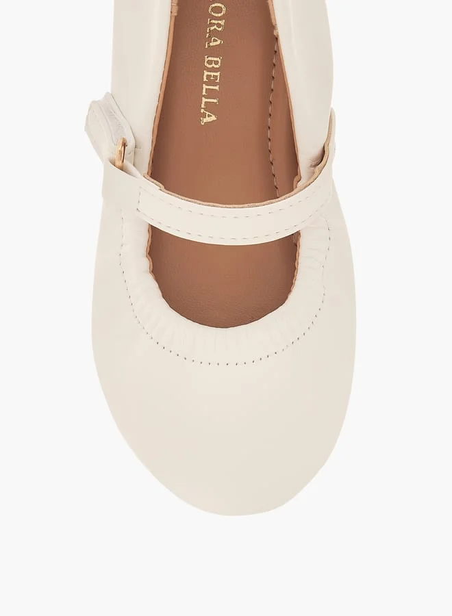 Flora Bella By Shoexpress Girls Solid Ballerina Shoes With Hook And Loop Closure
