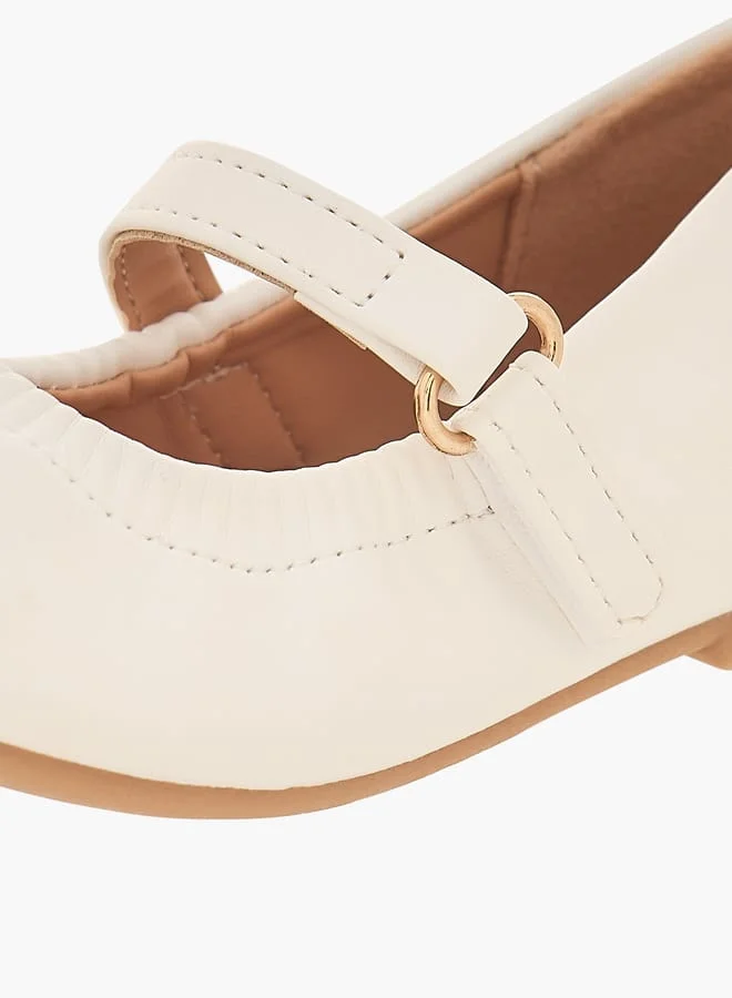Flora Bella By Shoexpress Girls Solid Ballerina Shoes With Hook And Loop Closure