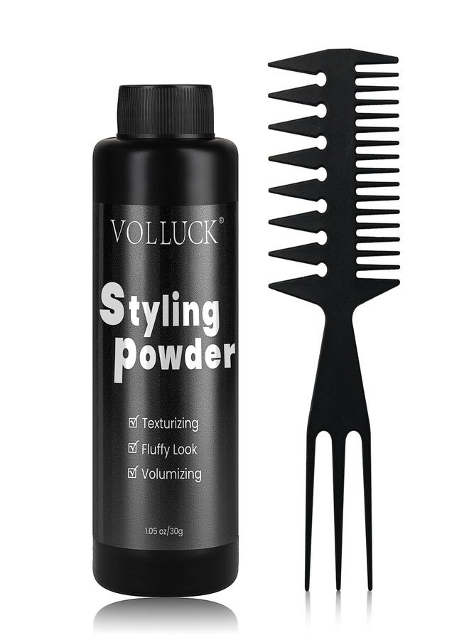VOLLUCK بودرة قوام الشعر VOLLUCK، 1.05 أونصة (30 جرام) بودرة تصفيف فورية للحجم للرجال والنساء، منتج تصفيف شعر غير دهني لجميع تسريحات الشعر، مجموعة مشط تصفيف مع طرف تقسيم - Image 1