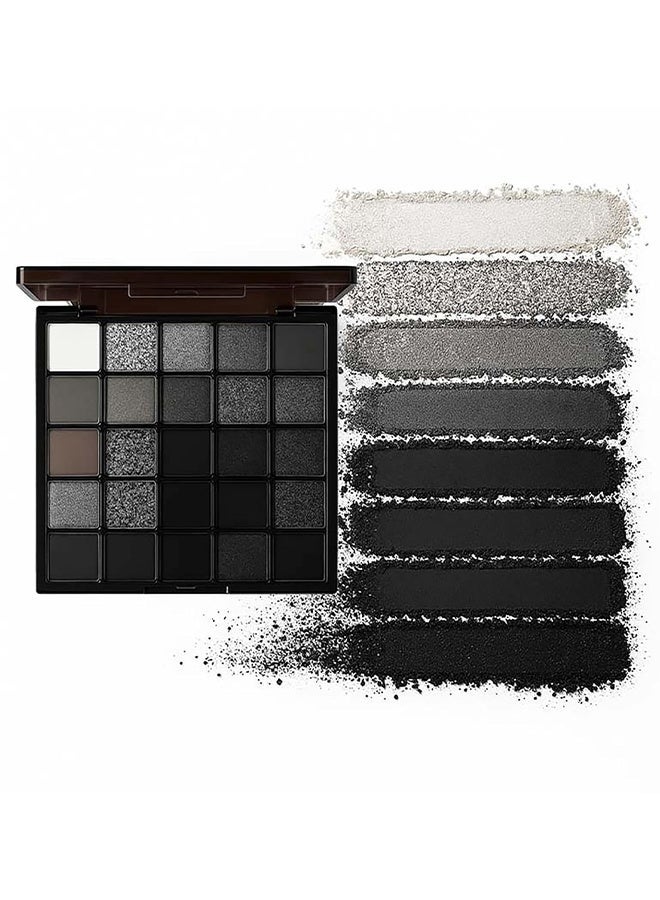 KAPEINE 25 Color Black Eyeshadow Palette, Smoke Eyeshadow Palette Silver Smokey Eye Shadow Matte Velvet u0026 Metallic Shimmer Cool Smoky Dark Shades for Goth Makeup No Fading, Long Lasting Waterproof - Image 1
