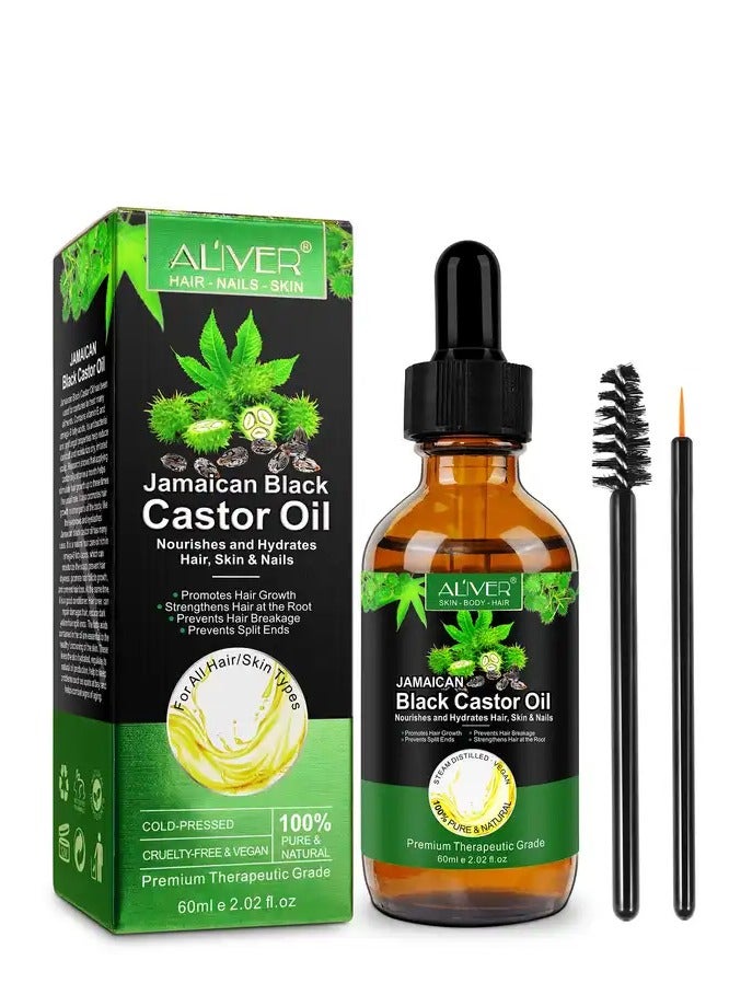 ALIVER Nourishing Hair Care, Pure Moisturizing Organic Jamaican Black Castor Oil For Hair Growth, Eyelashes, Eyebrows, Skin Moisturizer 60ml  - Image 1