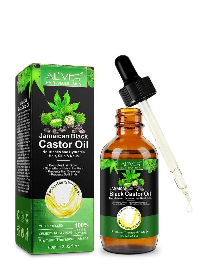 ALIVER Nourishing Hair Care, Pure Moisturizing Organic Jamaican Black Castor Oil For Hair Growth, Eyelashes, Eyebrows, Skin Moisturizer 60ml  - Image 2