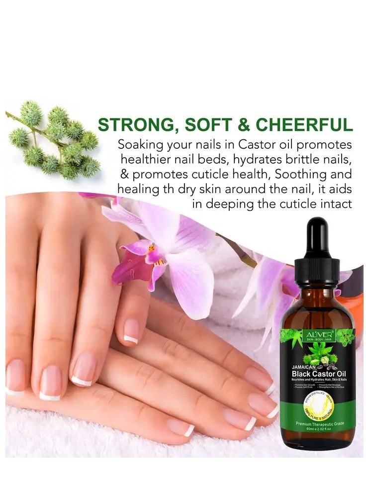 ALIVER Nourishing Hair Care, Pure Moisturizing Organic Jamaican Black Castor Oil For Hair Growth, Eyelashes, Eyebrows, Skin Moisturizer 60ml  - Image 5
