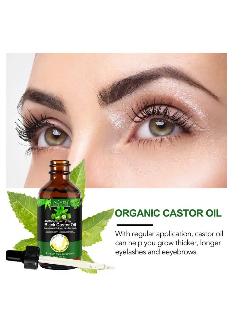 ALIVER Nourishing Hair Care, Pure Moisturizing Organic Jamaican Black Castor Oil For Hair Growth, Eyelashes, Eyebrows, Skin Moisturizer 60ml  - Image 3