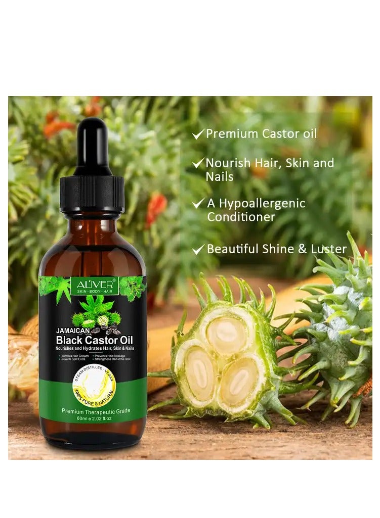 ALIVER Nourishing Hair Care, Pure Moisturizing Organic Jamaican Black Castor Oil For Hair Growth, Eyelashes, Eyebrows, Skin Moisturizer 60ml  - Image 4