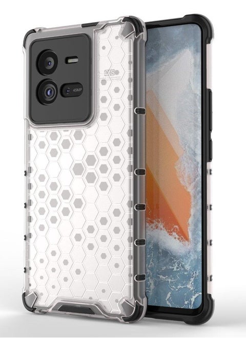 Vivo IQOO 10 Pro 5G Original Honeycomb Case with Ultra Shock Protection - Clear Back with Black Edges