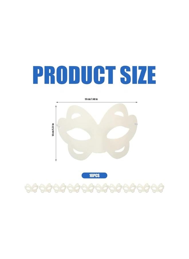 The Bros - Blank Masks, 10pcs Blank Masks, Paper Mache Art Masks, Butterfly Eye Mask Paintable Paper Mask White Half Face Masks, Portable Masquerade Mask With Elastic Band for Halloween Cosplay Party - Image 1