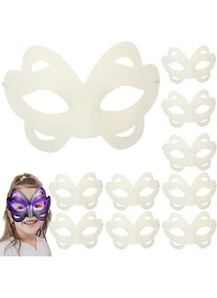 The Bros Blank Masks, 10pcs Blank Masks, Paper Mache Art Masks, Butterfly Eye Mask Paintable Paper Mask White Half Face Masks, Portable Masquerade Mask With Elastic Band for Halloween Cosplay Party  - Image 1