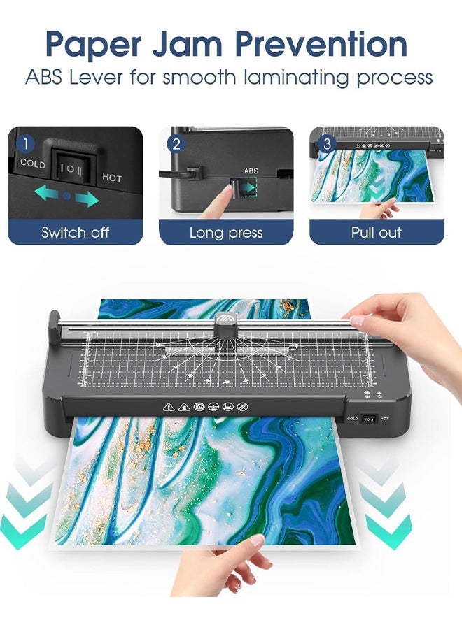 A3 Laminator Machine,9 in 1 Cold Laminating Machine with 40 Laminating Pouches,Paper Cutter and Corner Rounder,A3/A4/A5/A6 Thermal Laminator for Home Office School