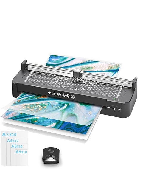 A3 Laminator Machine,9 in 1 Cold Laminating Machine with 40 Laminating Pouches,Paper Cutter and Corner Rounder,A3/A4/A5/A6 Thermal Laminator for Home Office School
