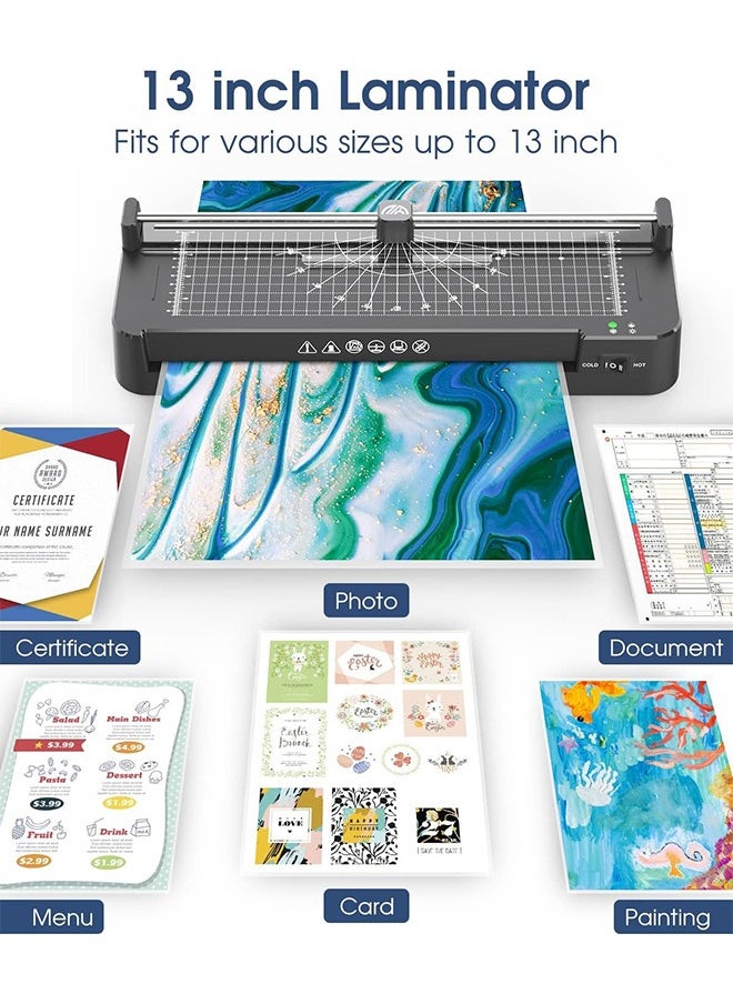 A3 Laminator Machine,9 in 1 Cold Laminating Machine with 40 Laminating Pouches,Paper Cutter and Corner Rounder,A3/A4/A5/A6 Thermal Laminator for Home Office School