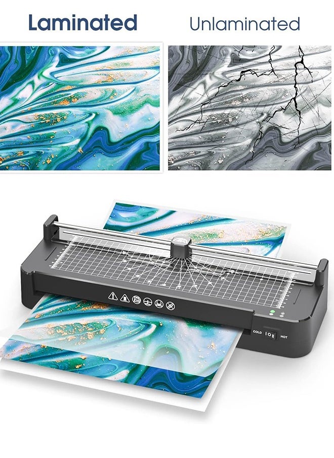 A3 Laminator Machine,9 in 1 Cold Laminating Machine with 40 Laminating Pouches,Paper Cutter and Corner Rounder,A3/A4/A5/A6 Thermal Laminator for Home Office School