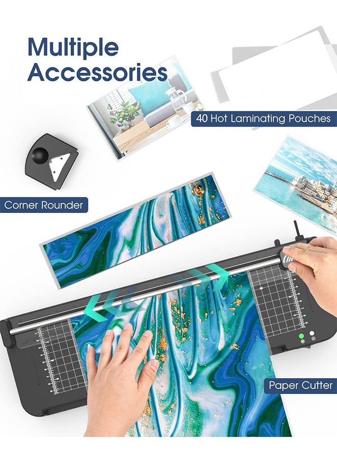 A3 Laminator Machine,9 in 1 Cold Laminating Machine with 40 Laminating Pouches,Paper Cutter and Corner Rounder,A3/A4/A5/A6 Thermal Laminator for Home Office School