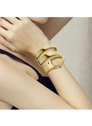MISSFOX Watch For Women Luxury Gold Snake Waterproof Relogio Feminion Fashion Bling Diamond Ladies Wrist Watches Quartz WristWatch Waterproof AAA Clock Lady Hot Gift - view 3