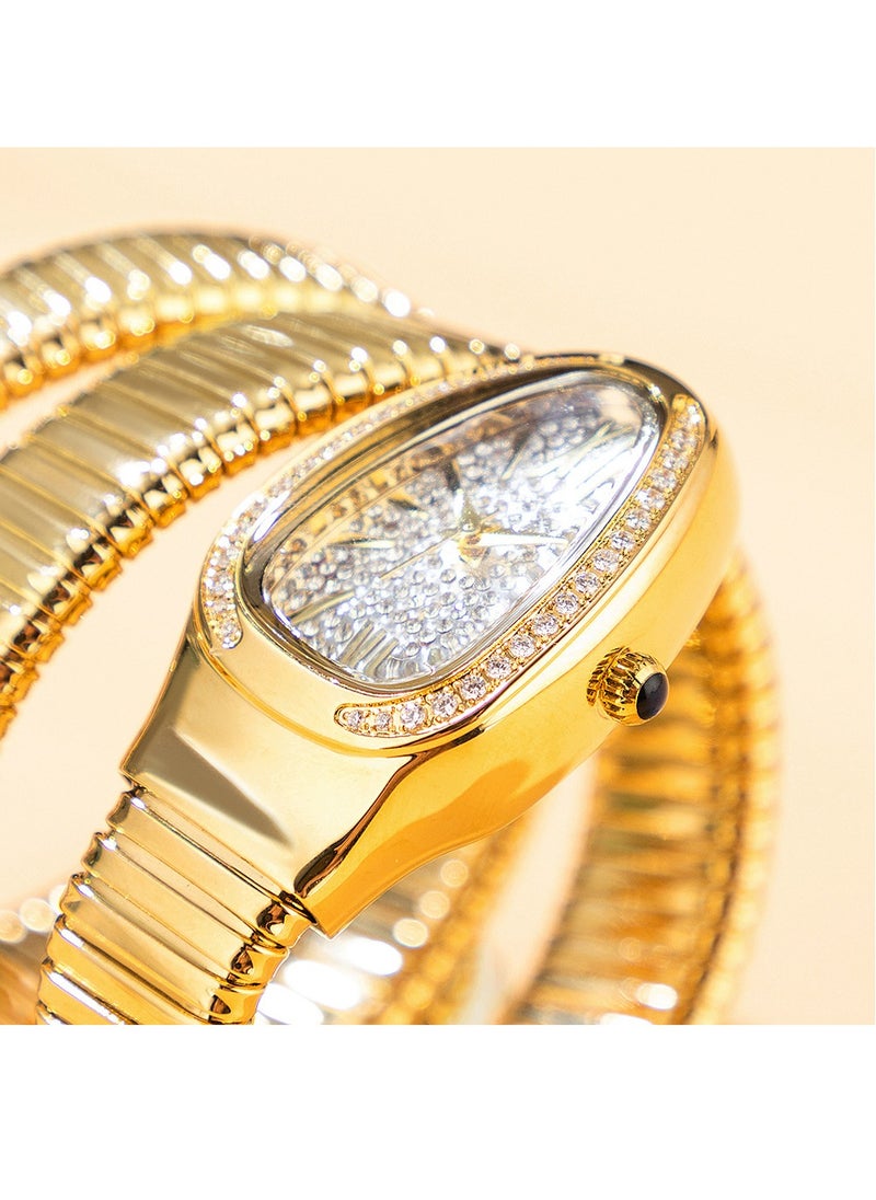 MISS FOX MISSFOX Watch For Women Luxury Gold Snake Waterproof Relogio Feminion Fashion Bling Diamond Ladies Wrist Watches Quartz WristWatch Waterproof AAA Clock Lady Hot Gift  - Image 2