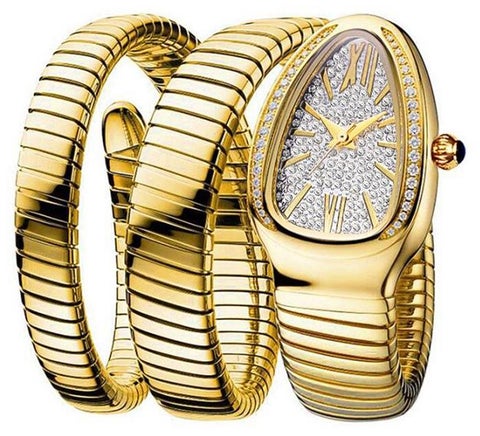 MISSFOX Watch For Women Luxury Gold Snake Waterproof Relogio Feminion Fashion Bling Diamond Ladies Wrist Watches Quartz WristWatch Waterproof AAA Clock Lady Hot Gift