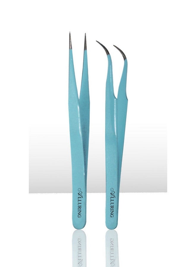 Eyelash Extension 1 Set Of Blue Esd Straight & Curved Tweezers