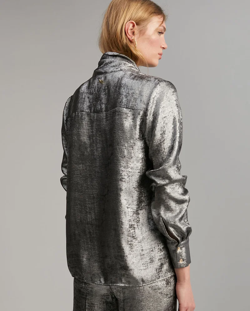 Lola Casademunt Laminated blouse with bow