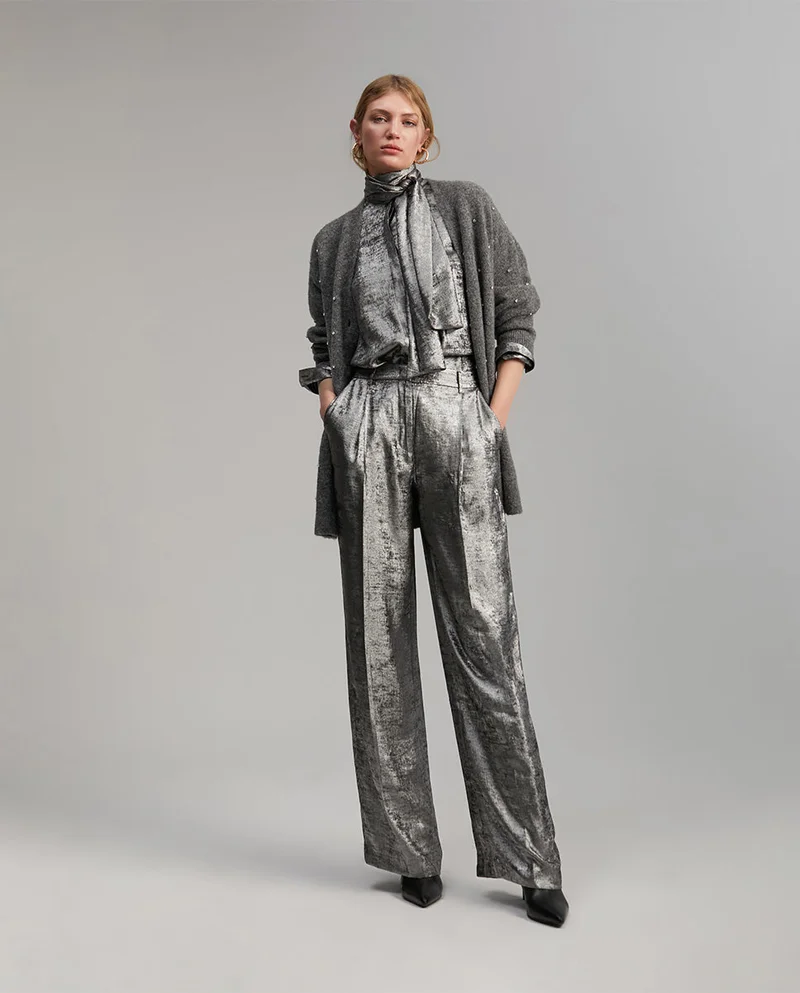 Lola Casademunt Laminated blouse with bow