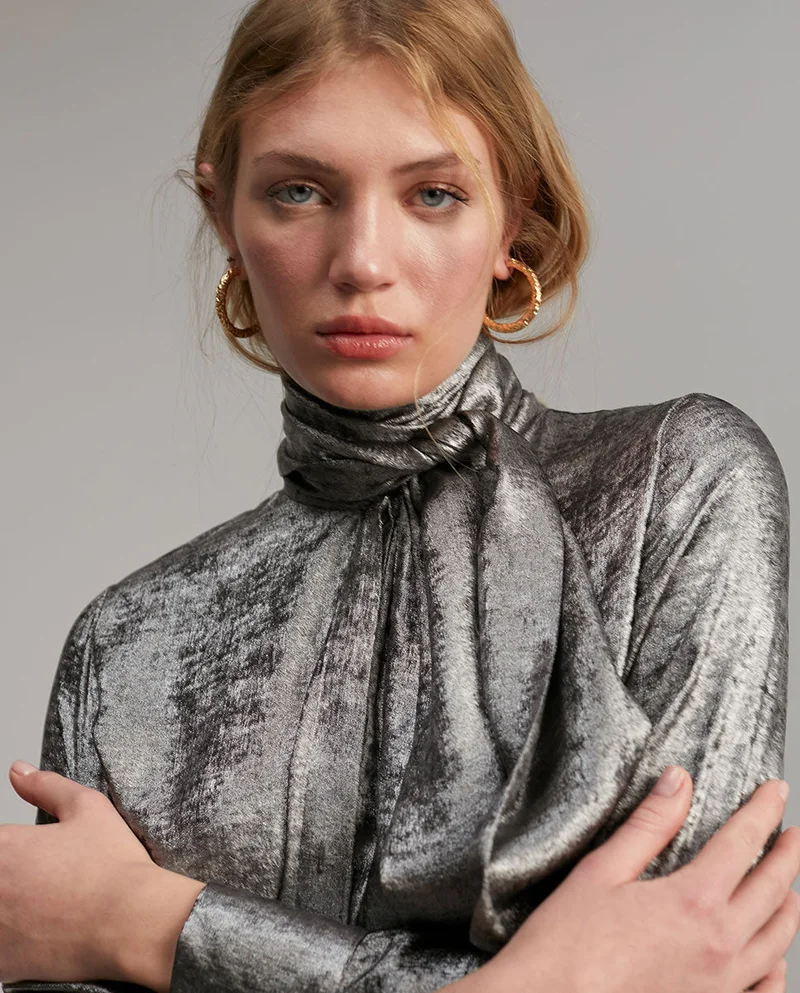 Lola Casademunt Laminated blouse with bow