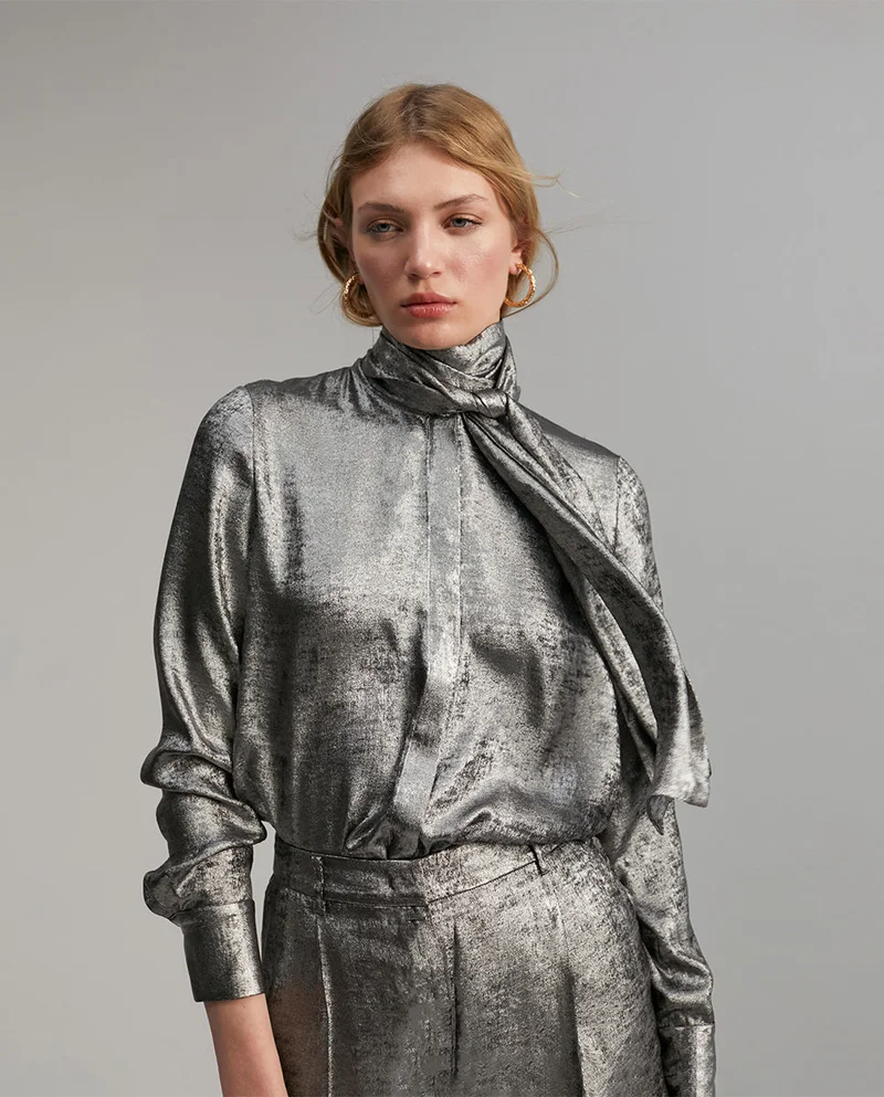 Lola Casademunt Laminated blouse with bow