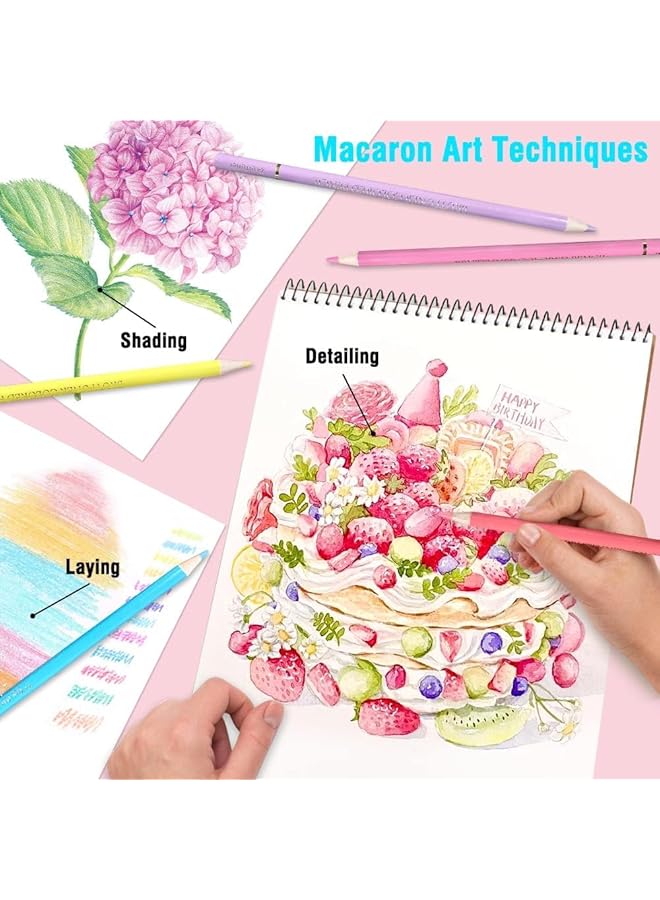 erorex 72 Macaron Pastel Colored Pencils Set Soft Core Macaron Colors Colored Pencils Coloring Drawing Sketching Long Colored Pencils Adults Coloring Books Kids Beginners Blending Shading Sketching - Image 5
