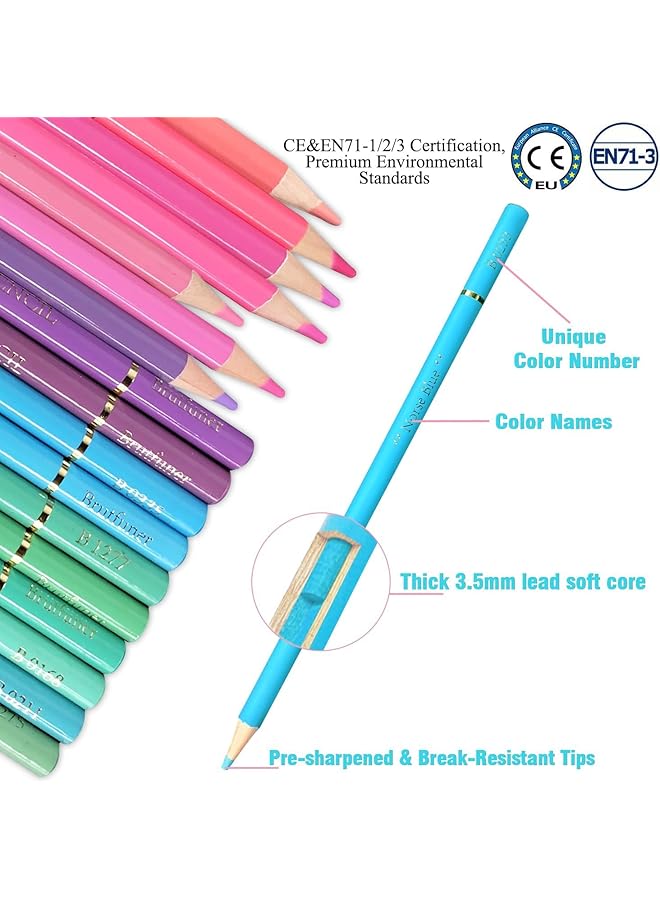 erorex 72 Macaron Pastel Colored Pencils Set Soft Core Macaron Colors Colored Pencils Coloring Drawing Sketching Long Colored Pencils Adults Coloring Books Kids Beginners Blending Shading Sketching - Image 3
