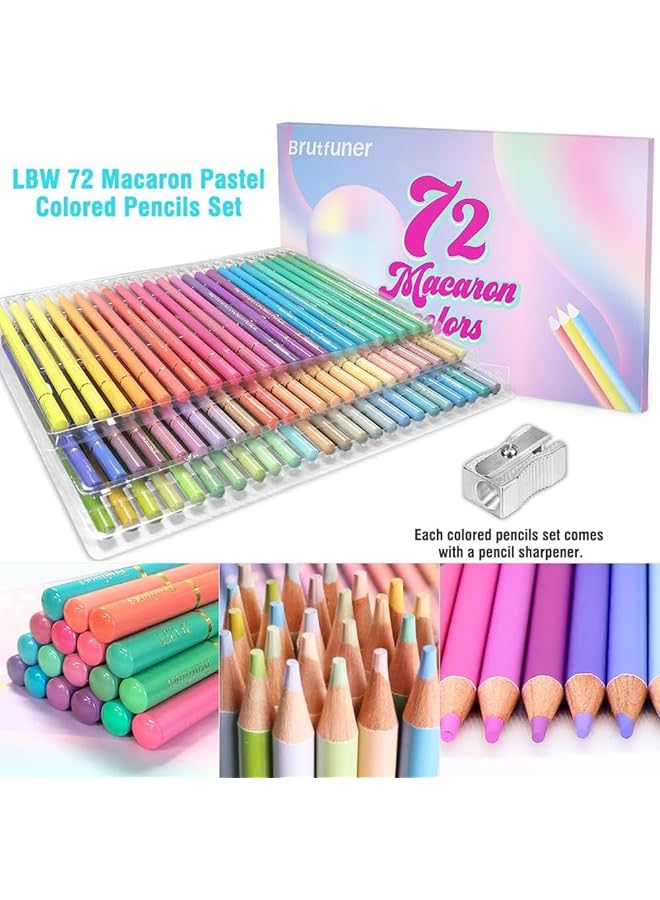 erorex 72 Macaron Pastel Colored Pencils Set Soft Core Macaron Colors Colored Pencils Coloring Drawing Sketching Long Colored Pencils Adults Coloring Books Kids Beginners Blending Shading Sketching - Image 2