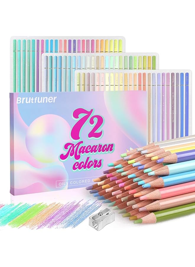 erorex 72 Macaron Pastel Colored Pencils Set Soft Core Macaron Colors Colored Pencils Coloring Drawing Sketching Long Colored Pencils Adults Coloring Books Kids Beginners Blending Shading Sketching - Image 1