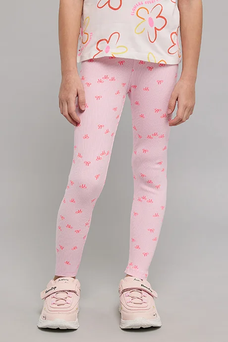 R&B Printed Leggings with Elastic Waist