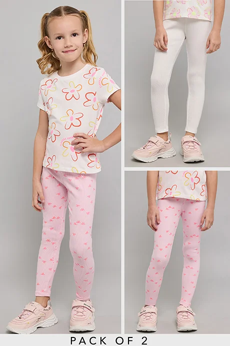 R&B Printed Leggings with Elastic Waist