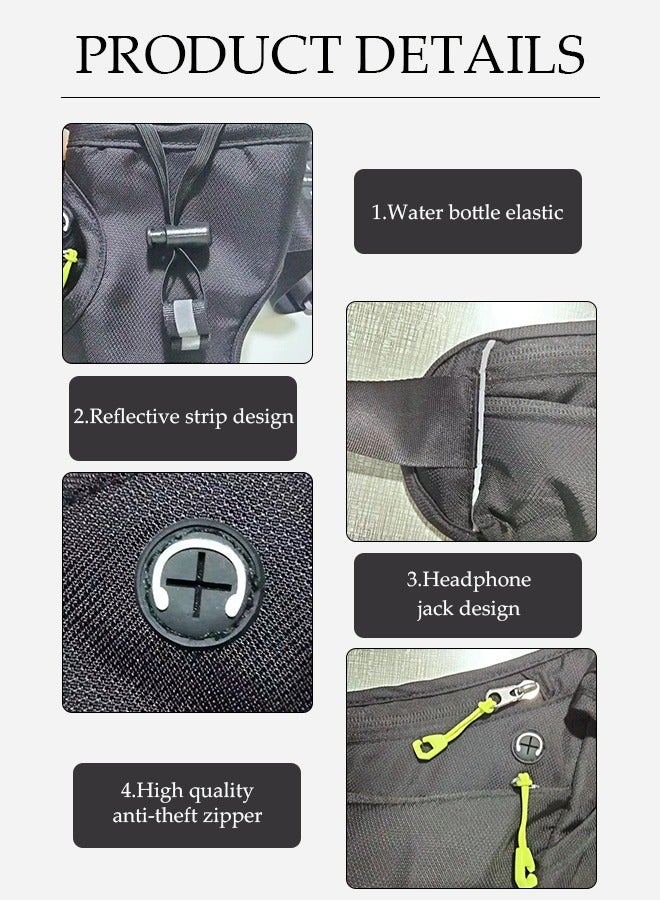 DUNISO Running Waist Pack Belt Bag with water bottle holder reflective strip adjustable belt suitable for both men and women suitable for jogging cycling and walking black - Image 5