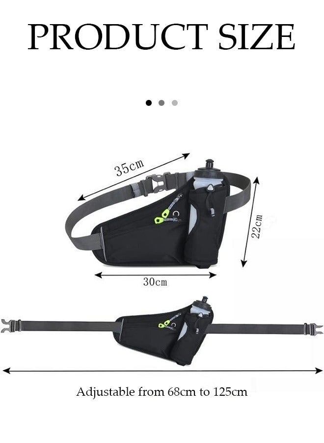DUNISO Running Waist Pack Belt Bag with water bottle holder reflective strip adjustable belt suitable for both men and women suitable for jogging cycling and walking black - Image 2