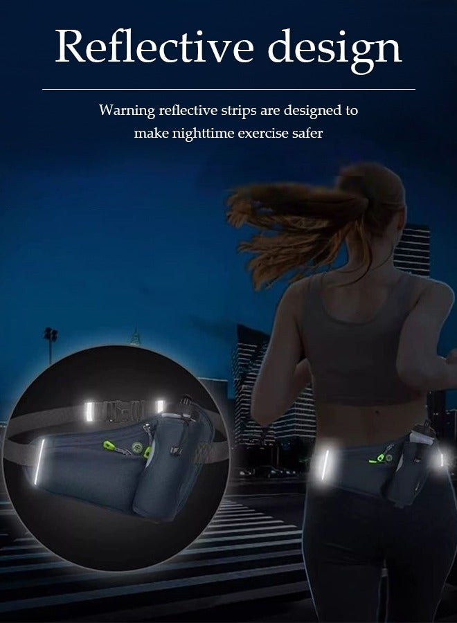 DUNISO Running Waist Pack Belt Bag with water bottle holder reflective strip adjustable belt suitable for both men and women suitable for jogging cycling and walking black - Image 3