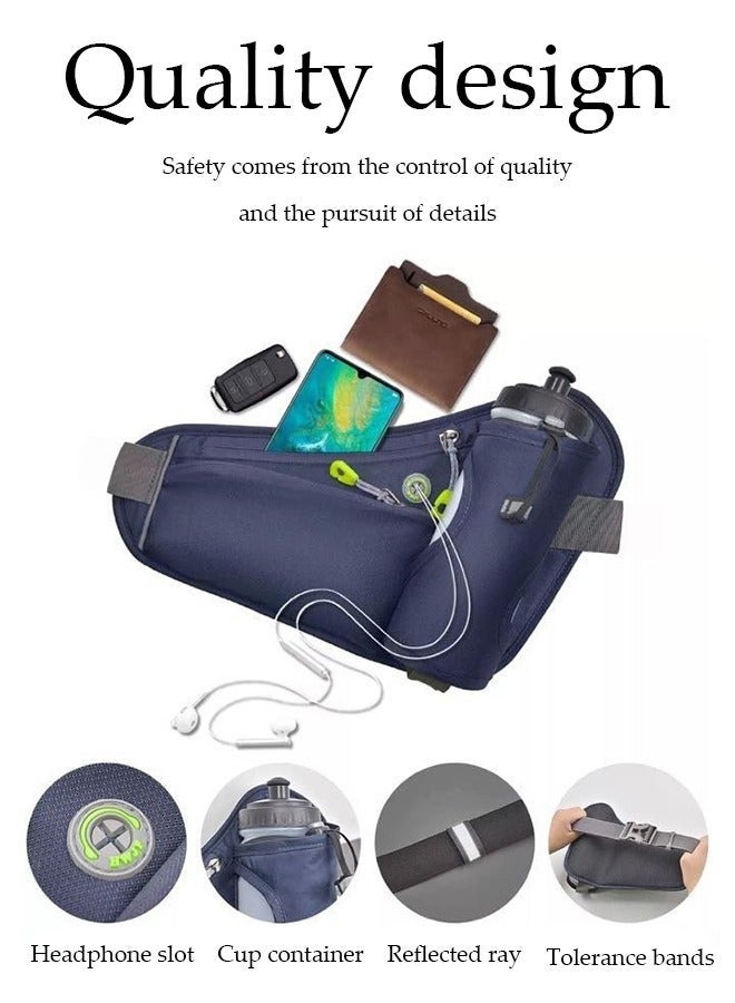 DUNISO Running Waist Pack Belt Bag with water bottle holder reflective strip adjustable belt suitable for both men and women suitable for jogging cycling and walking black - Image 4