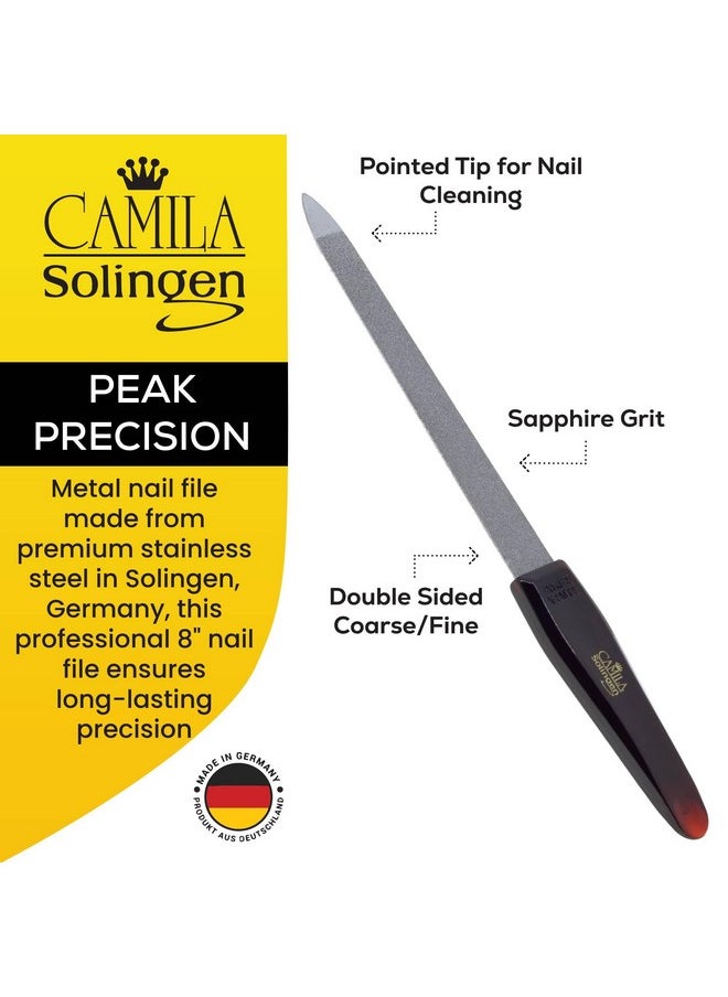 CAMILA SOLINGEN - Camila Solingen CS19 Sapphire Metal Nail File for Natural Nails Fingernail and Toenail Care, 8" Double Sided Coarse and Fine for Manicure and Pedicure - Image 1