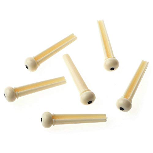 MUSTANG 12pcs Ivory Acoustic Guitar ABS Plastic Bridge Pins with Black Dot | Guitar Replacement Parts Set with Saddle Nut & Pin Puller | String Peg Accessories for Acoustic Guitar - Image 5