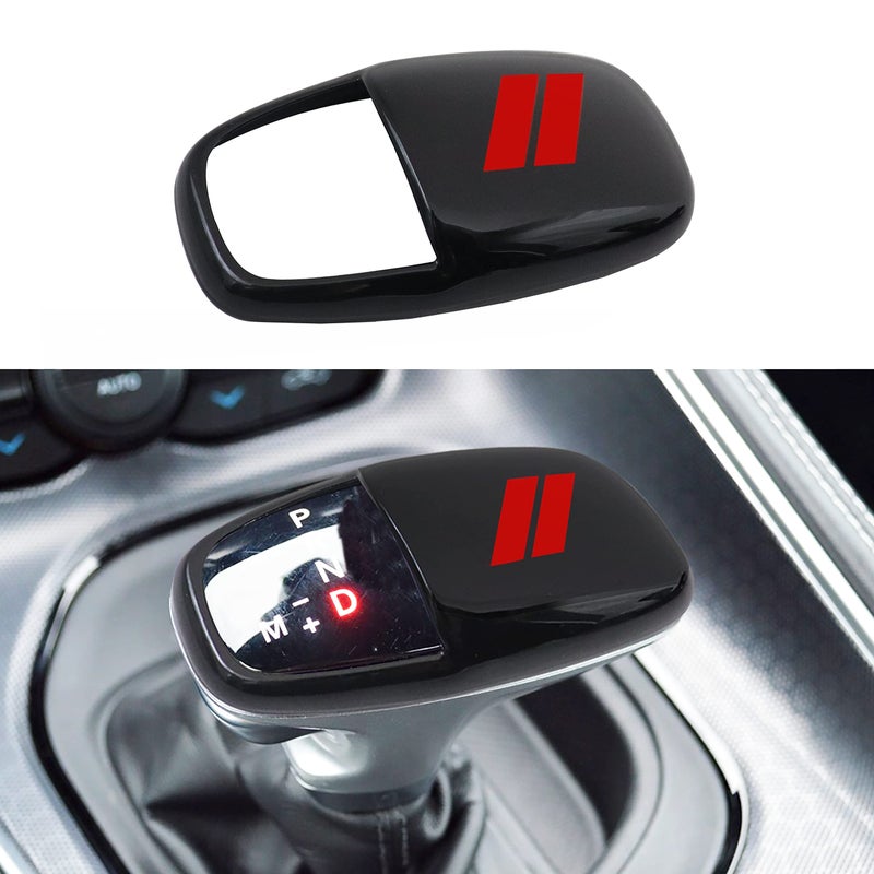 SENSHINE Gear Shift Knob Head Cover for Dodge Charger Challenger Accessories 2015-2023 2024 Durango 2016-2025 ABS Interior Shell Insert Decoration Protector Gear Shifter Cover (Red Trim)