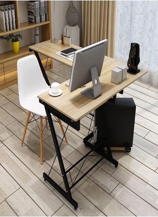 L Shape Gaming Table Computer Desk with Large Monitor Stand Sturdy Writing Workstation 258 x 46 x 74 cm