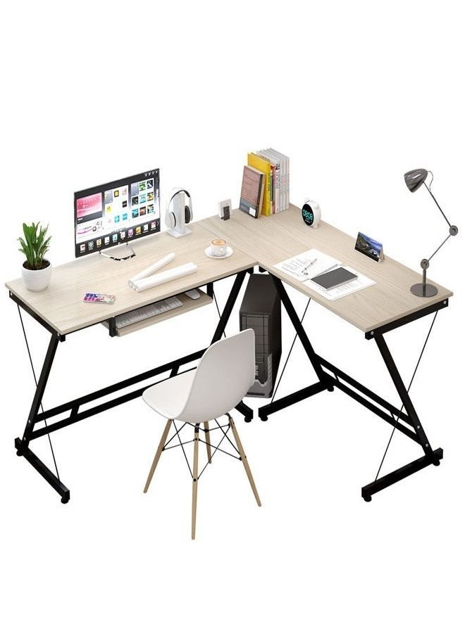 L Shape Gaming Table Computer Desk with Large Monitor Stand Sturdy Writing Workstation 258 x 46 x 74 cm