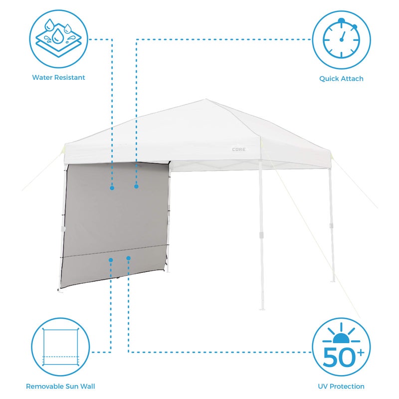 CORE Removable Sun Wall for Straight Leg Canopy Gazebo, Accessory Only, 10 ft x 10 ft - Image 3