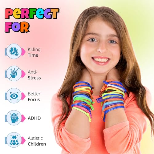 UpBrands 30 Pack Fidget Zipper Bracelets for Kids Wearable Sensory Toys for Classroom Rewards Prize Box Toys Party Favors NonCandy Easter Egg Fillers - Image 5