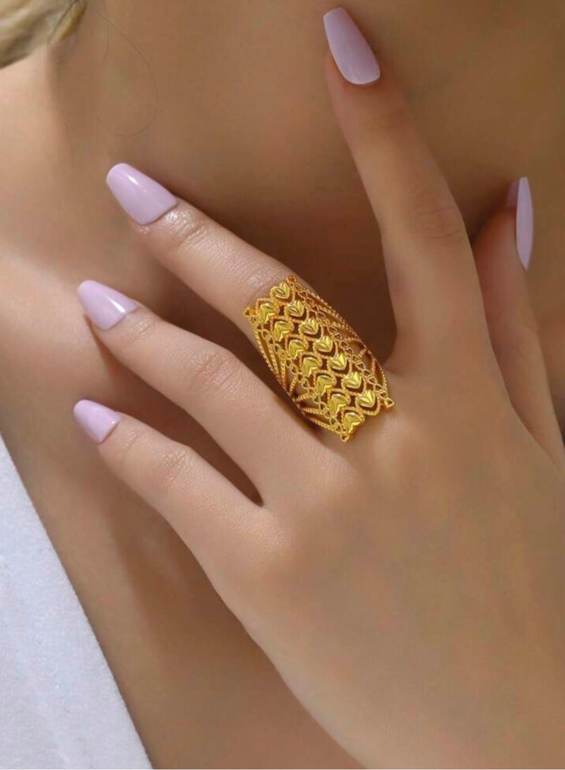 غولدماكس خاتم نسائي شبيه بالذهب مطلي باللون الذهبي عيار 21 بمقاس موحد - Image 1