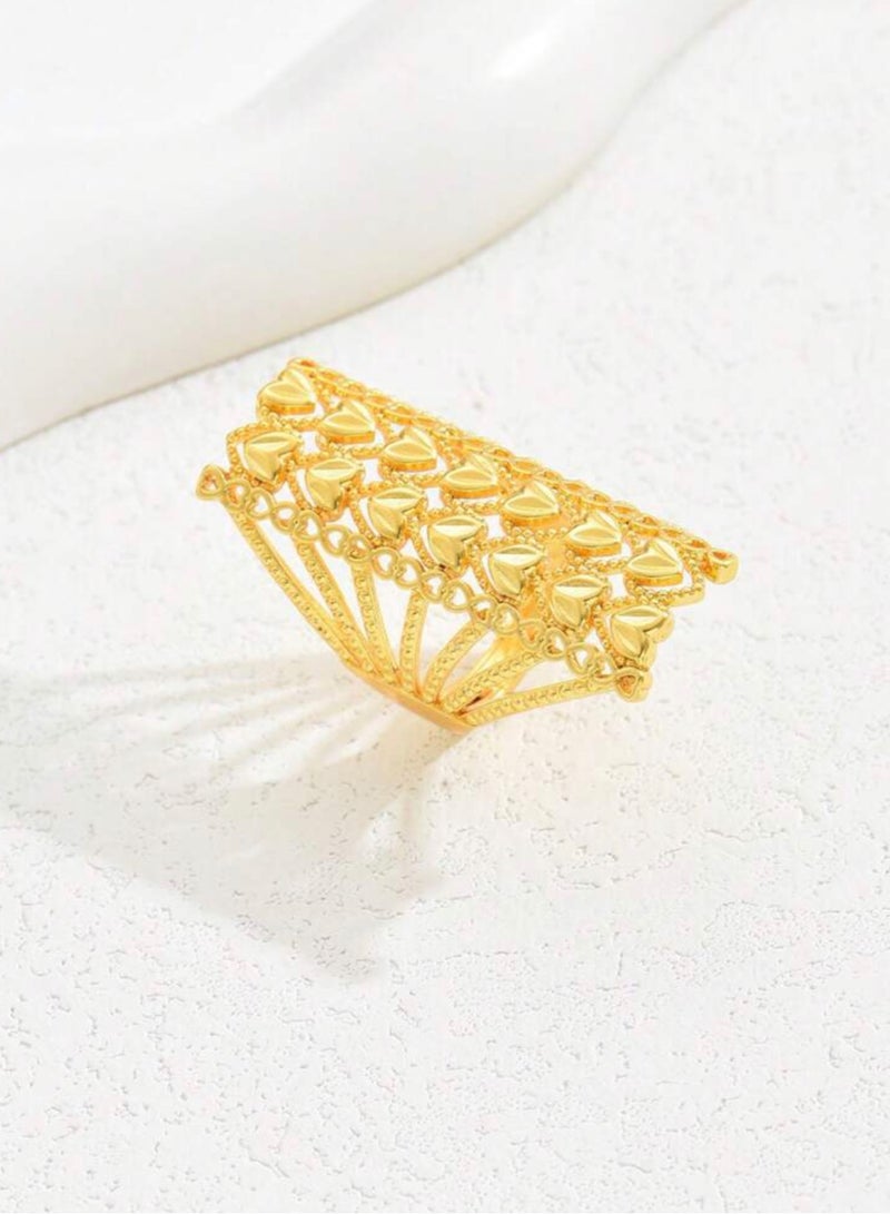 غولدماكس خاتم نسائي شبيه بالذهب مطلي باللون الذهبي عيار 21 بمقاس موحد - Image 2