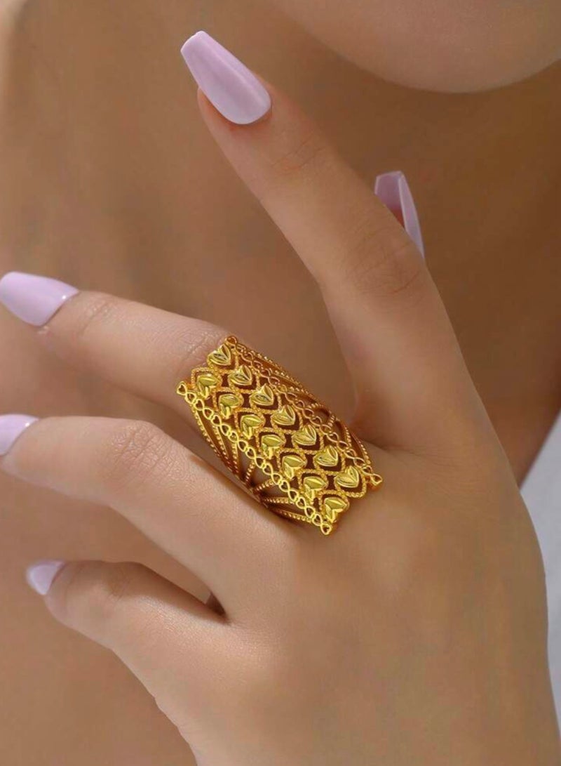 غولدماكس خاتم نسائي شبيه بالذهب مطلي باللون الذهبي عيار 21 بمقاس موحد - Image 4